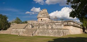 This picture displays an ancient observatory in ancient Chile. http://en.wikipedia.org/wiki/Archaeoastronomy#mediaviewer/File:Chichen_Itza_Observatory_2_1.jpg 